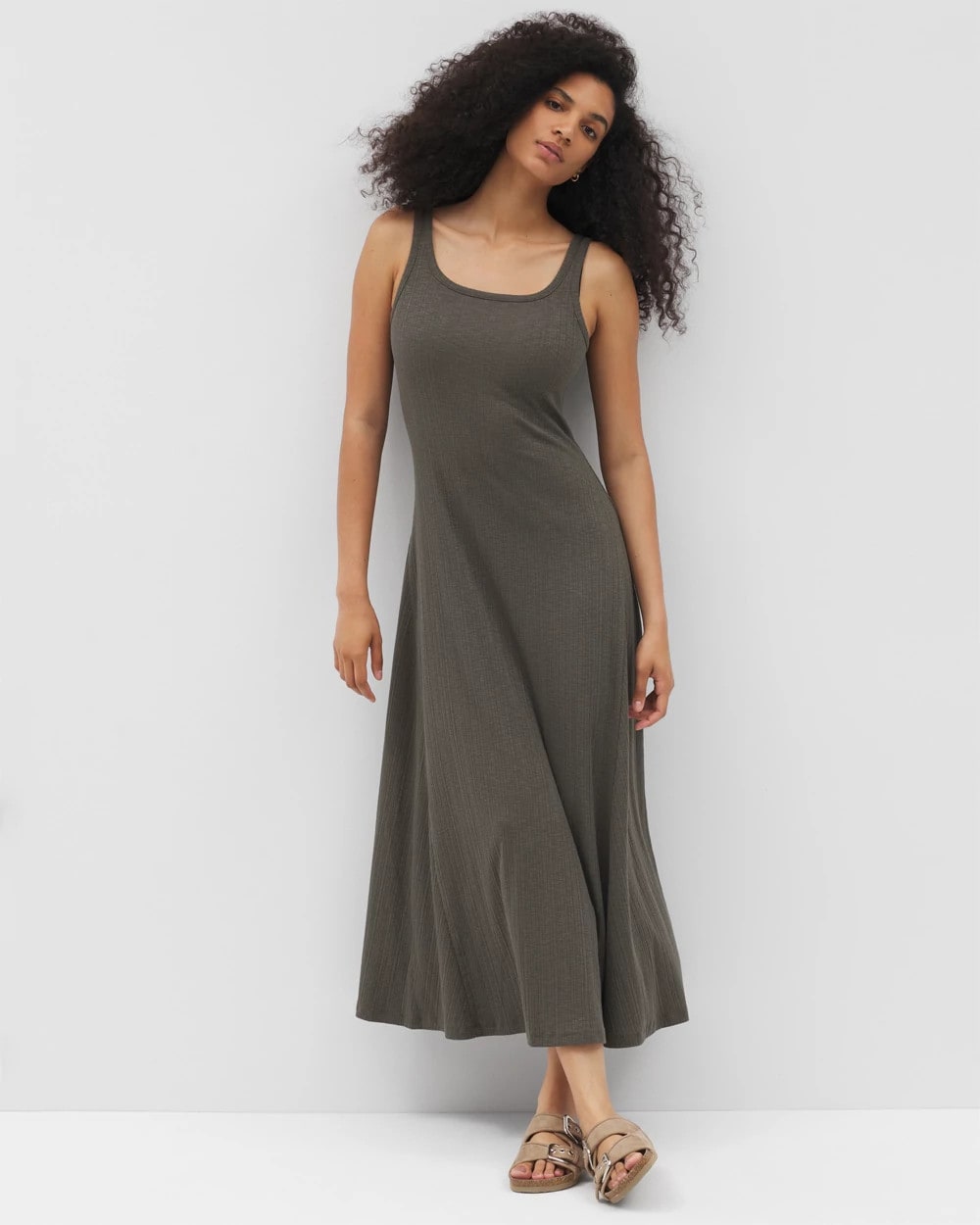 Rib Square Neck Lounge Dress