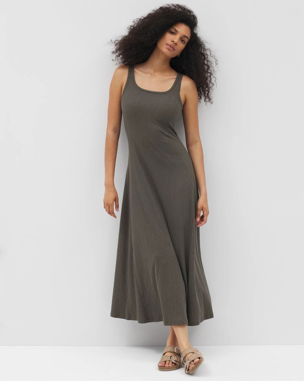 Rib Square Neck Lounge Dress