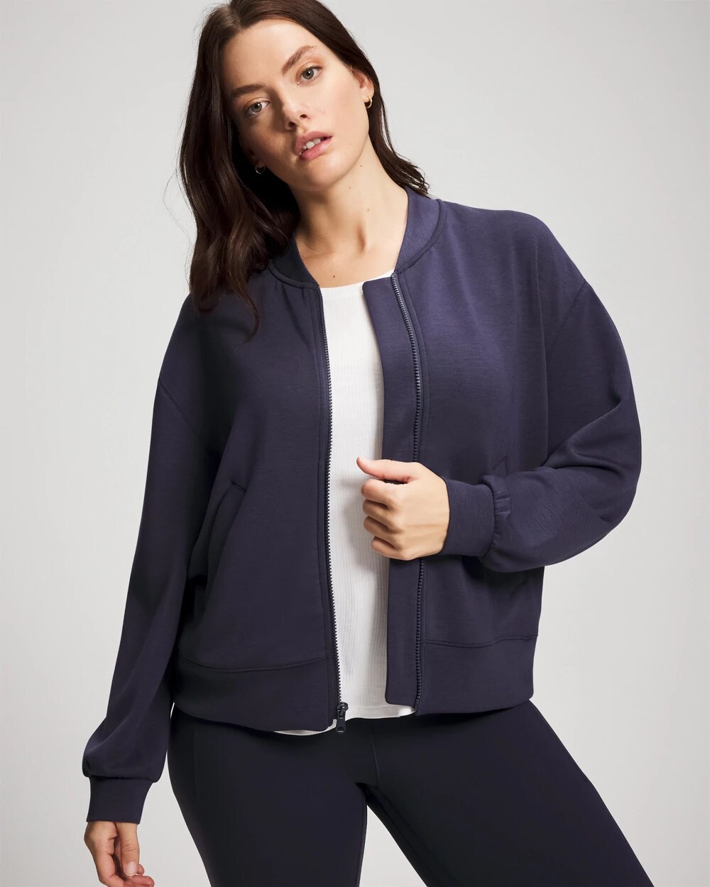 Soma Women's Modern Modal Bomber Jacket In Blue Size Xs |  In Deep Indigo