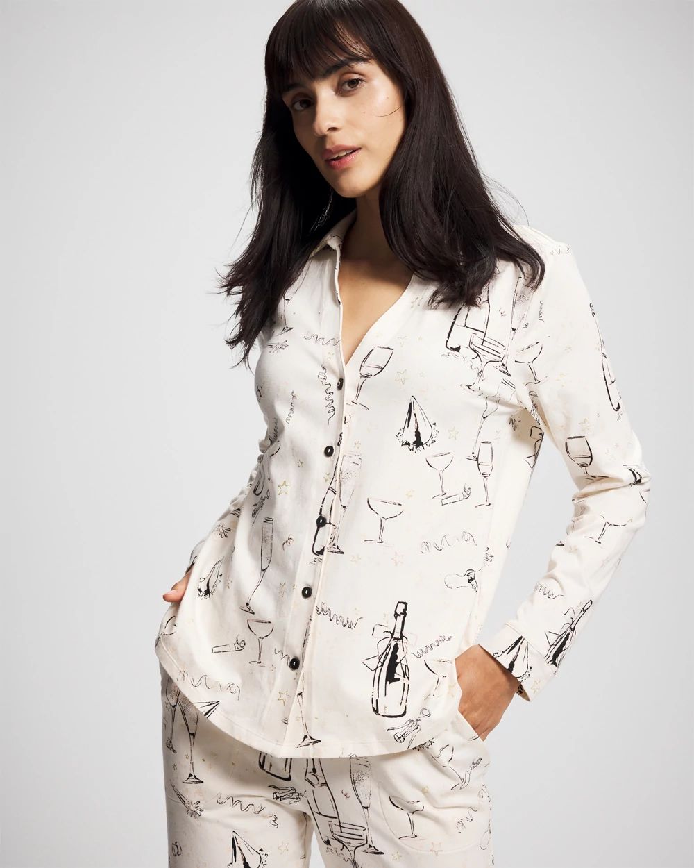 Embraceable Long-Sleeve Notch Collar Pajama Top