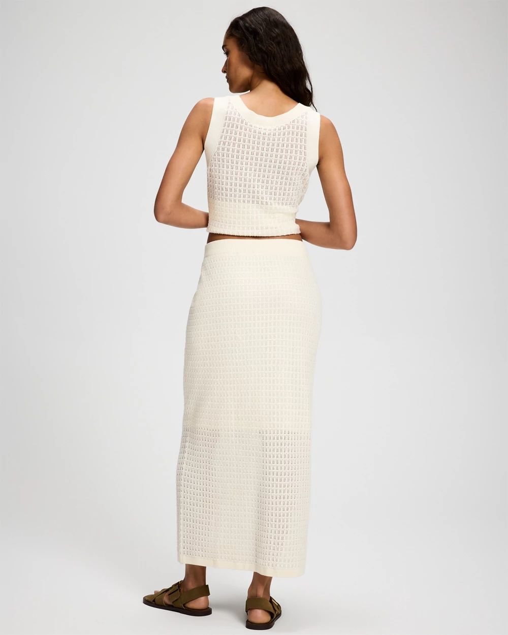 Cotton Pointelle Sweater Skirt click to view larger image.