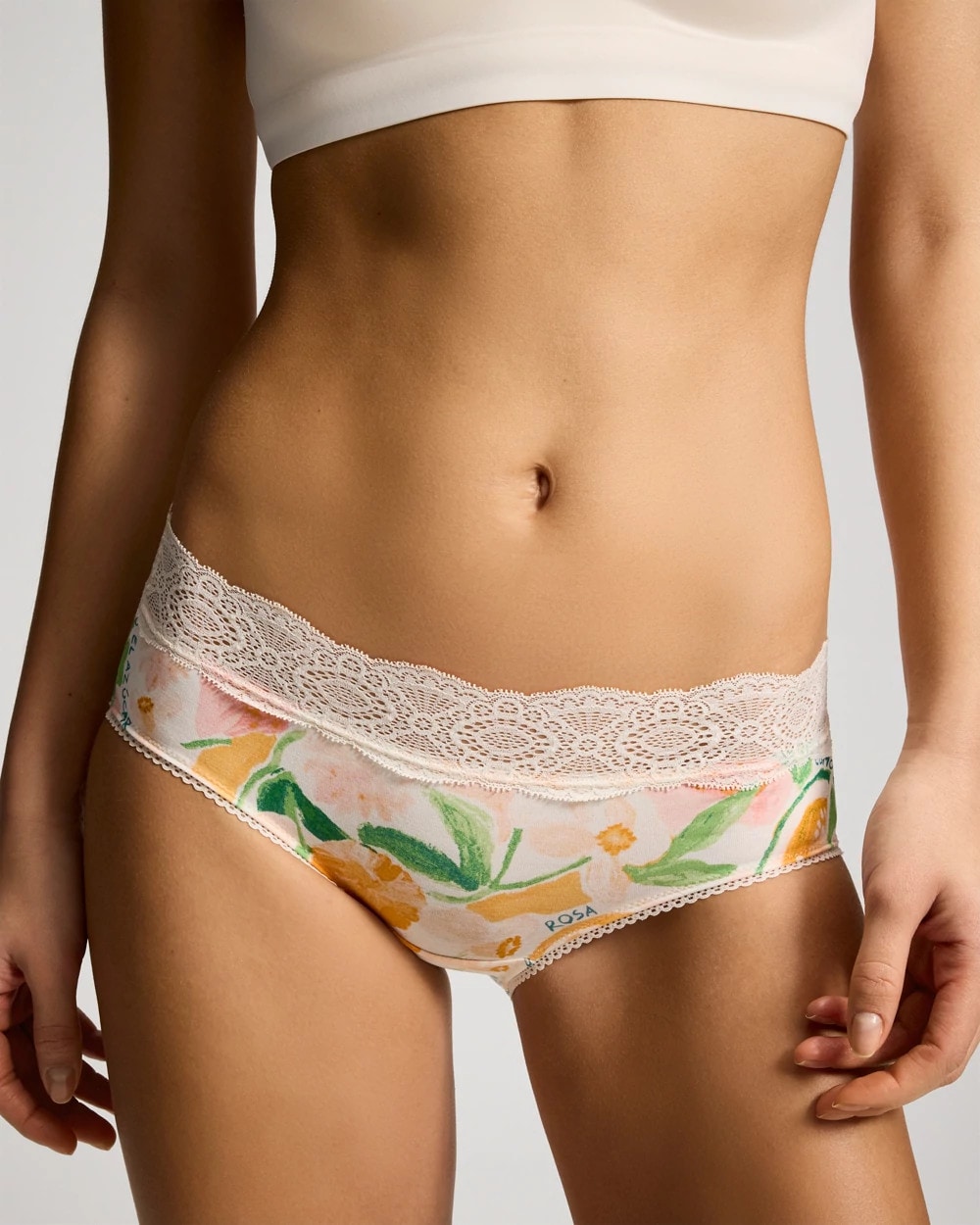 Women's Hipster Panty with Crochet Lace Waist in Ivory size Large | Soma