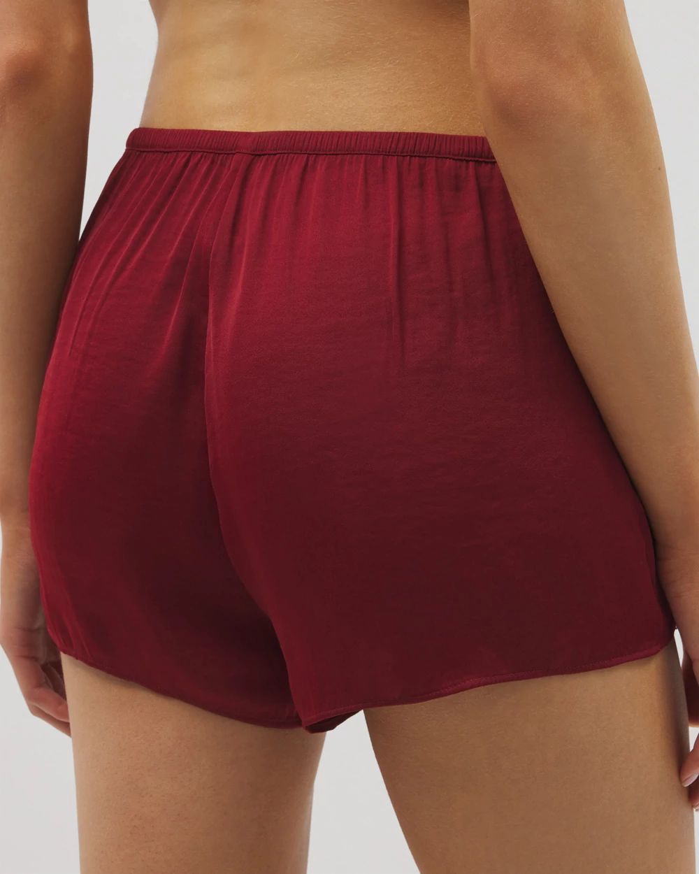 Crinkle Satin Lace Trim Pajama Short