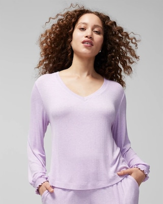 Pointelle Long Sleeve Pajama Top