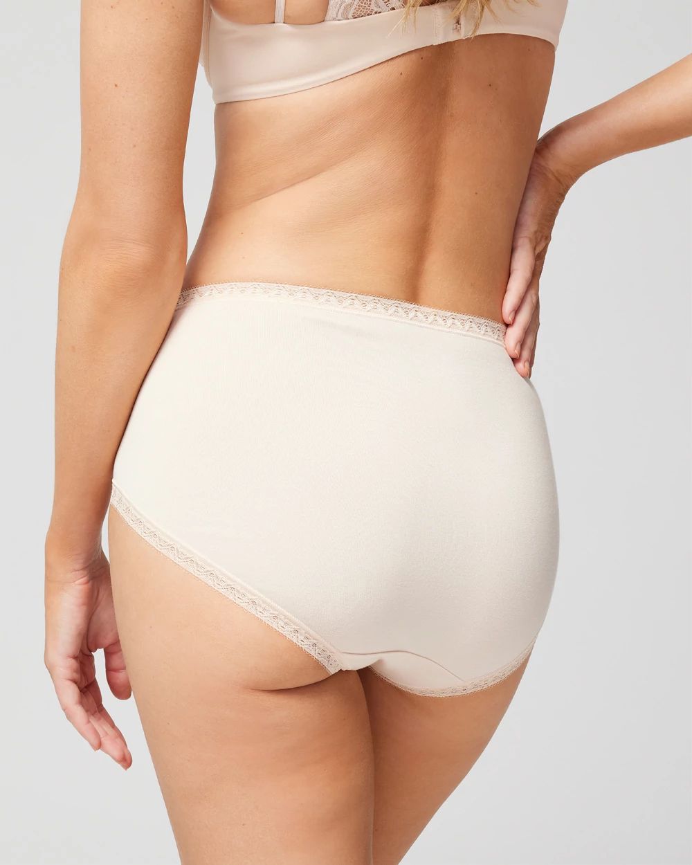 Cotton Brief Panty with Lace Trim click to view larger image.