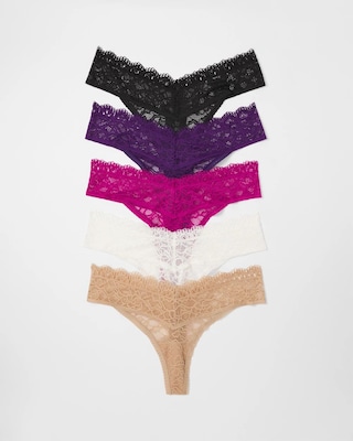 Thong Panty with Enchanting Lace 5 Pack