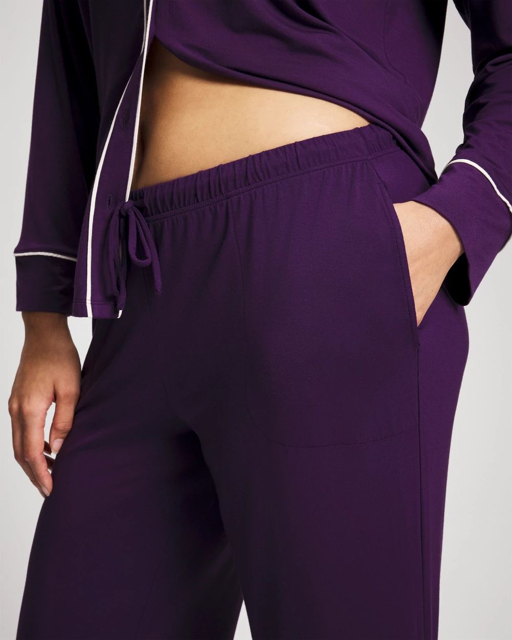 Cool Nights Solid Piped Pajama Pant