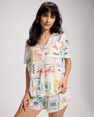 Rayon Crepe Relaxed Collared Swim Coverup Shirt