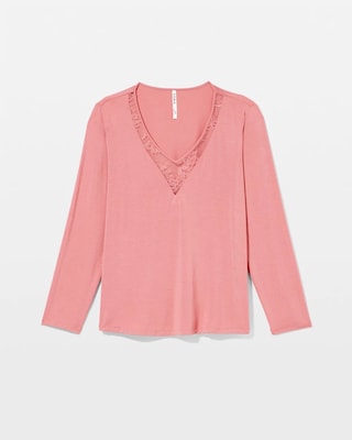 Lace Long Sleeve Pajama Top click to view larger image.