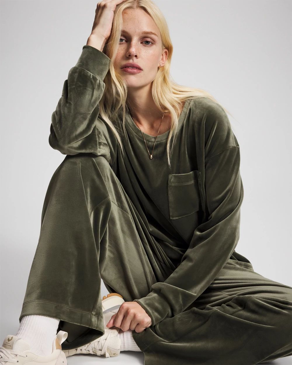 Velour Straight Leg Pants