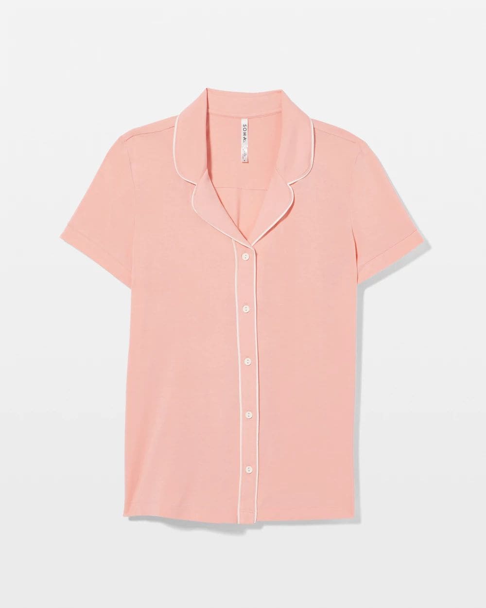 Cool Nights Solid Short Sleeve Notch Collar Pajama Top