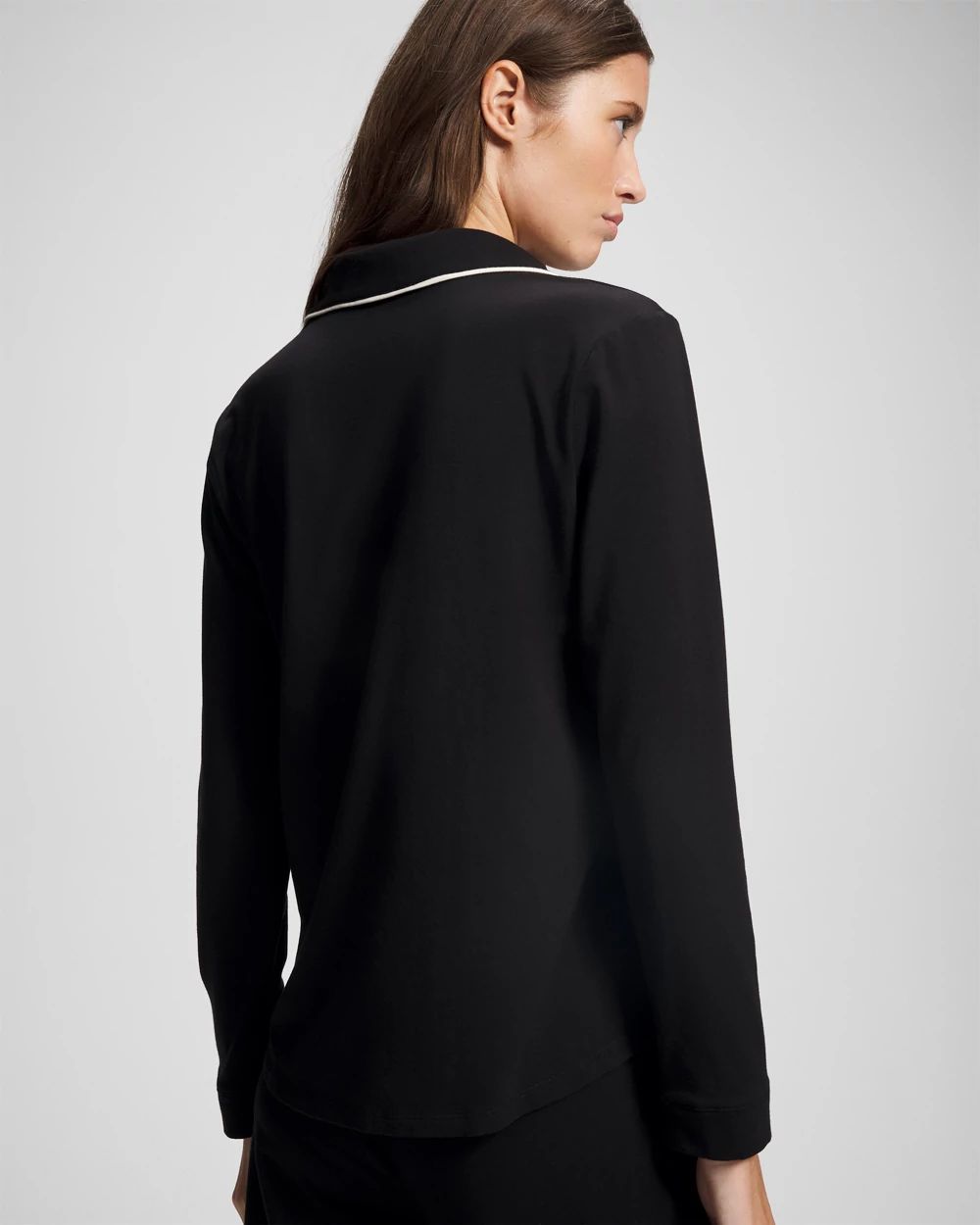 Long-Sleeve Notch Collar Pajama Top click to view larger image.