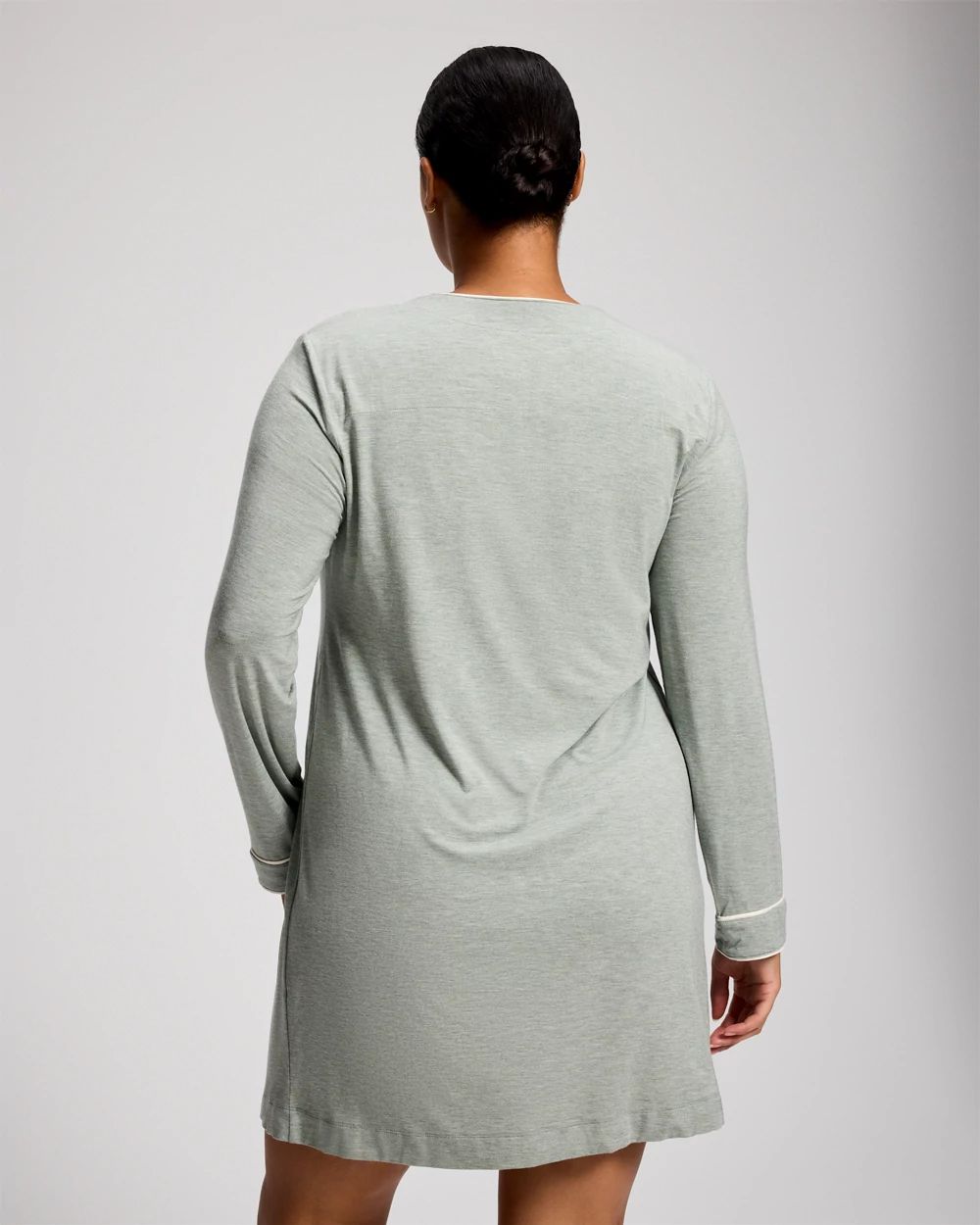 Piped Long-Sleeve Sleepshirt click to view larger image.