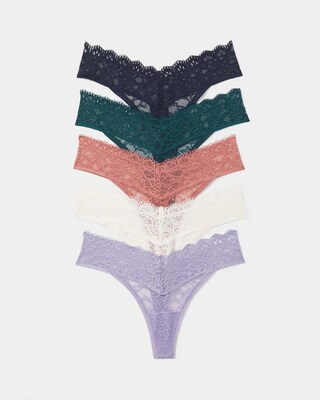 Thong Panty with Enchanting Lace 5 Pack