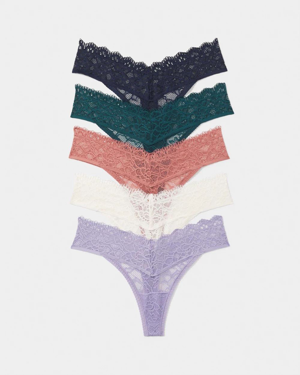 Embraceable Thong Panty with Enchanting Lace 5 Pack