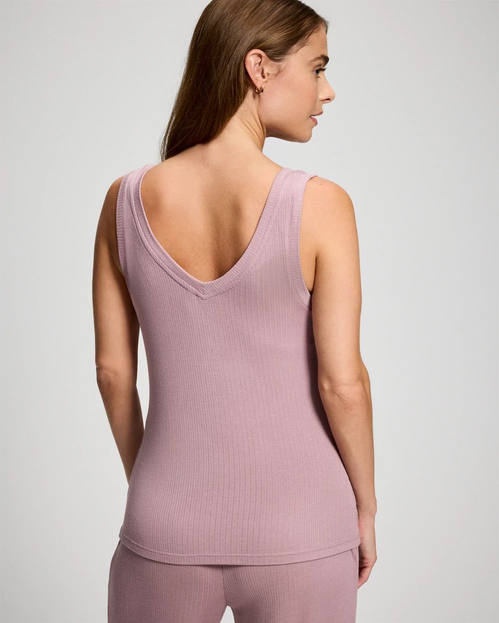 Lightweight Rib Knit Slim Fit Pajama Tank click to view larger image.