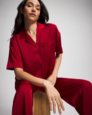 Short Sleeve Notch Collar Pajama Top click to view larger image.
