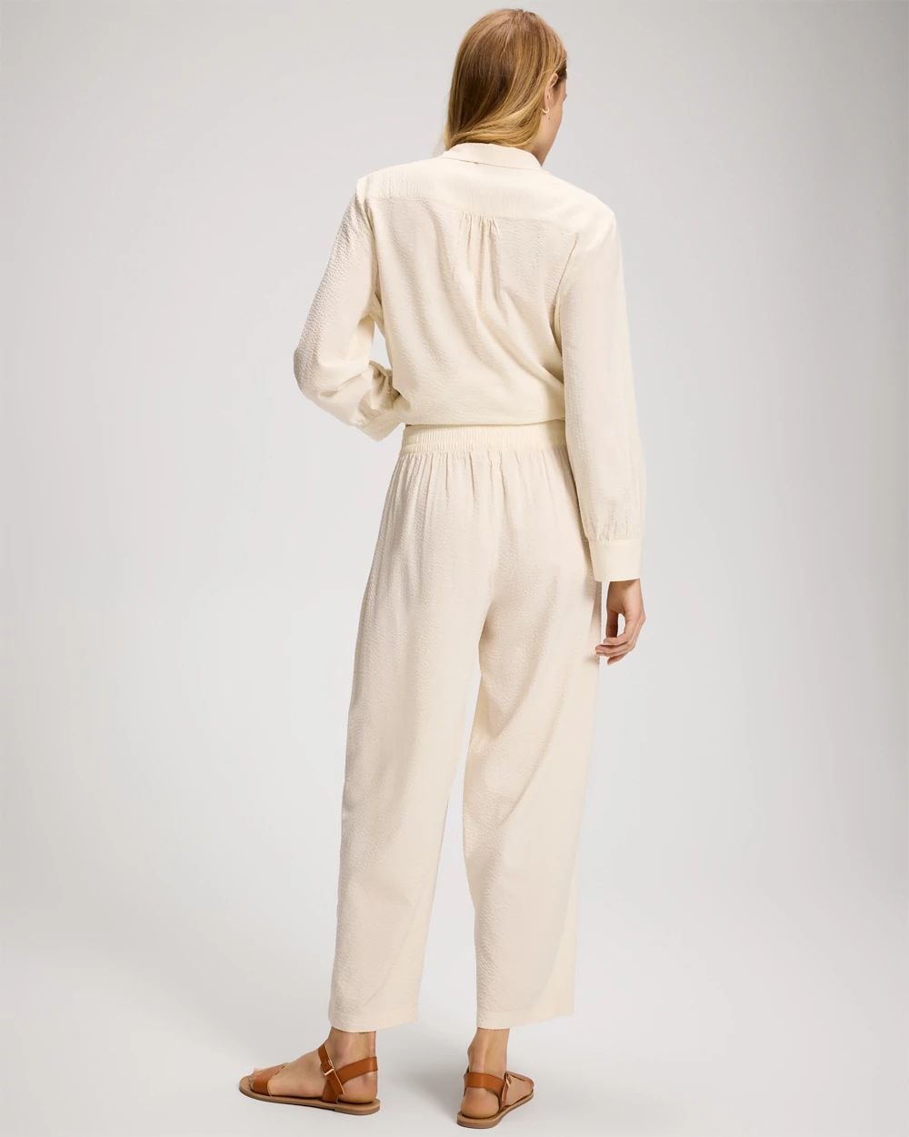 Textured Stripe Relaxed Barrel Pants click to view larger image.