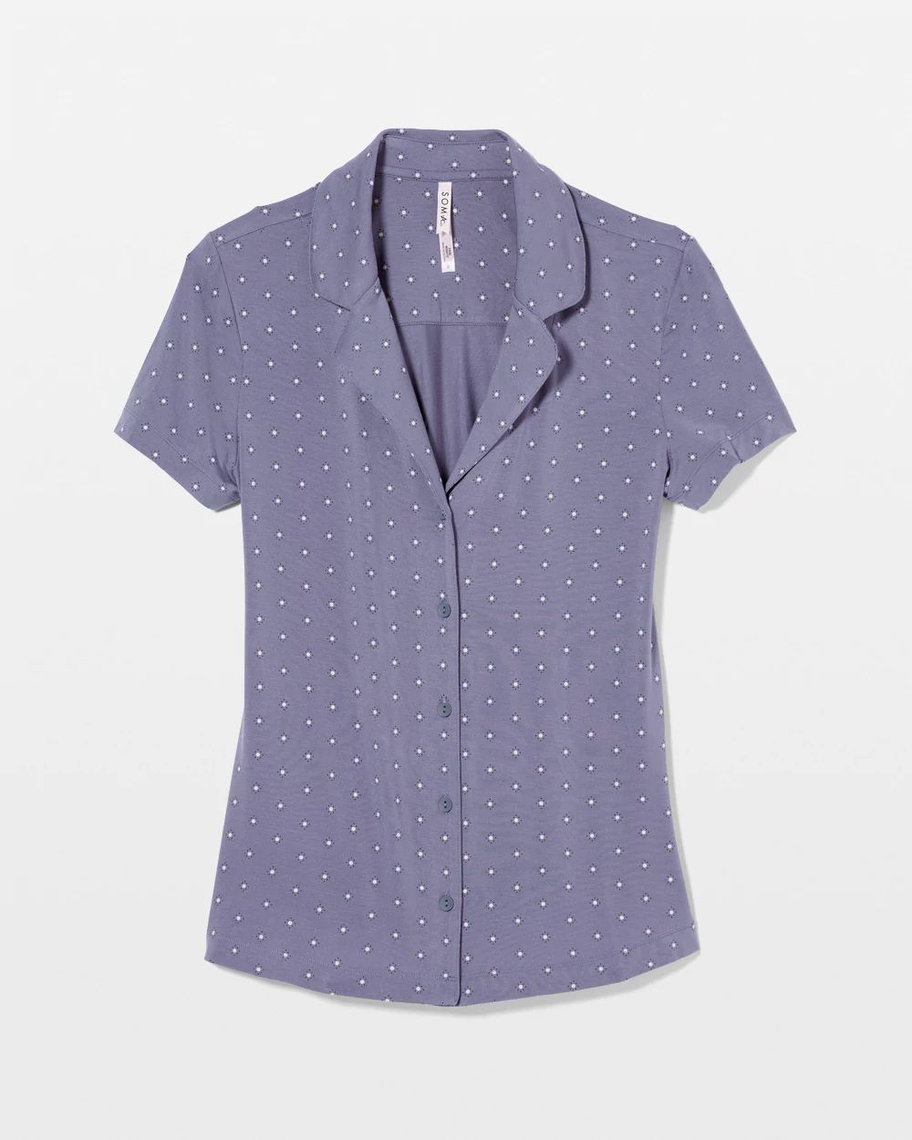 Short Sleeve Notch Collar Pajama Top click to view larger image.