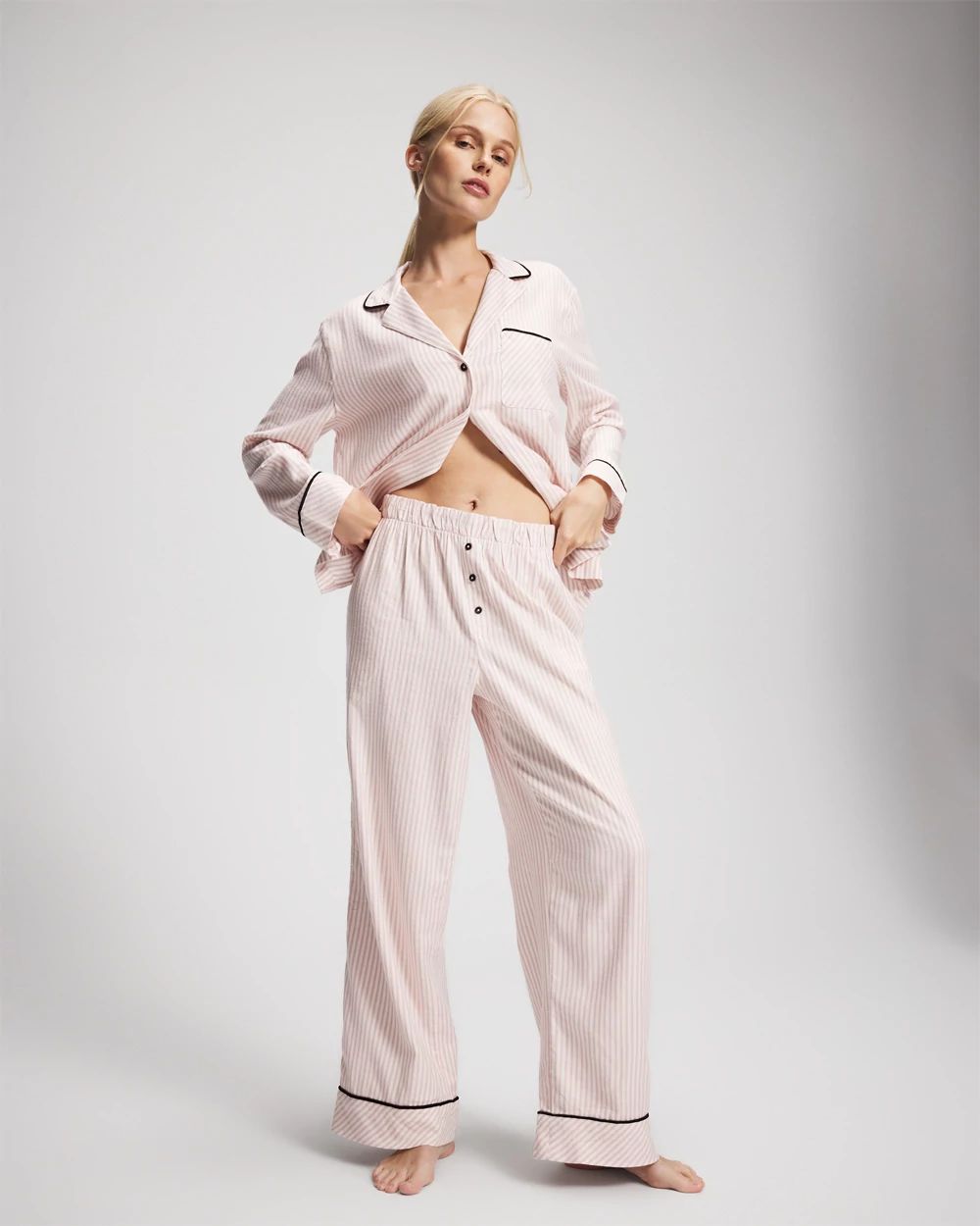 Flannel Velvet Piped Relaxed Pajama Pant