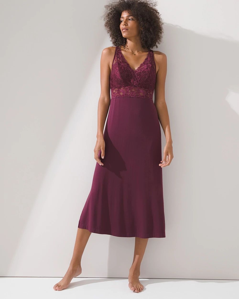 Lace Trim Midi Gown