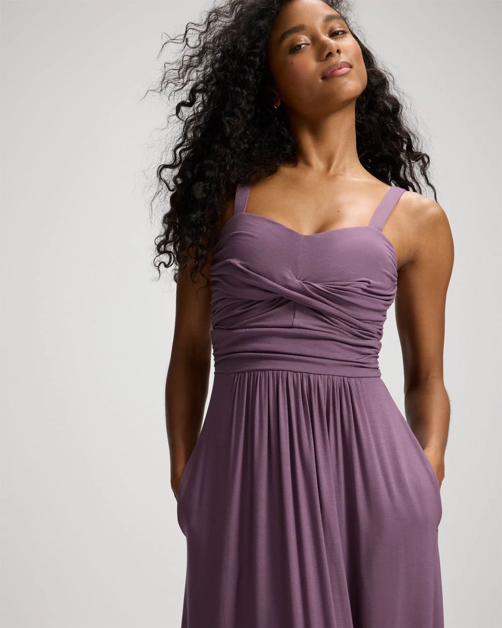 Soft Jersey Twist Bodice Maxi Bra Dress