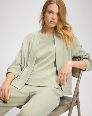 Slub French Terry Relaxed Open-Front Cardi click to view larger image.