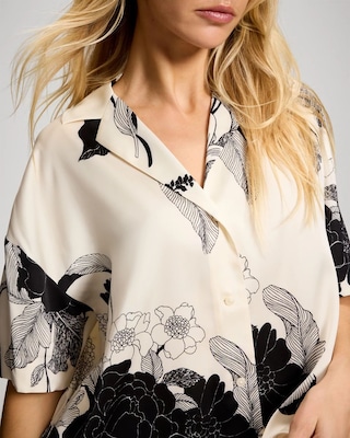 Short Sleeve Notch Collar Pajama Top click to view larger image.