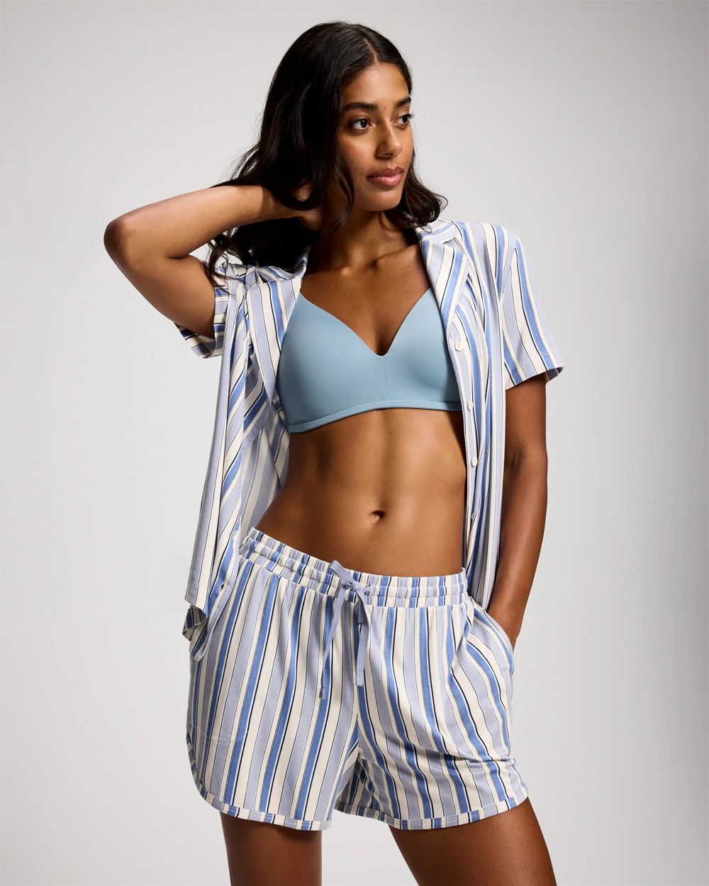 Curved Hem Pajama Shorts click to view larger image.