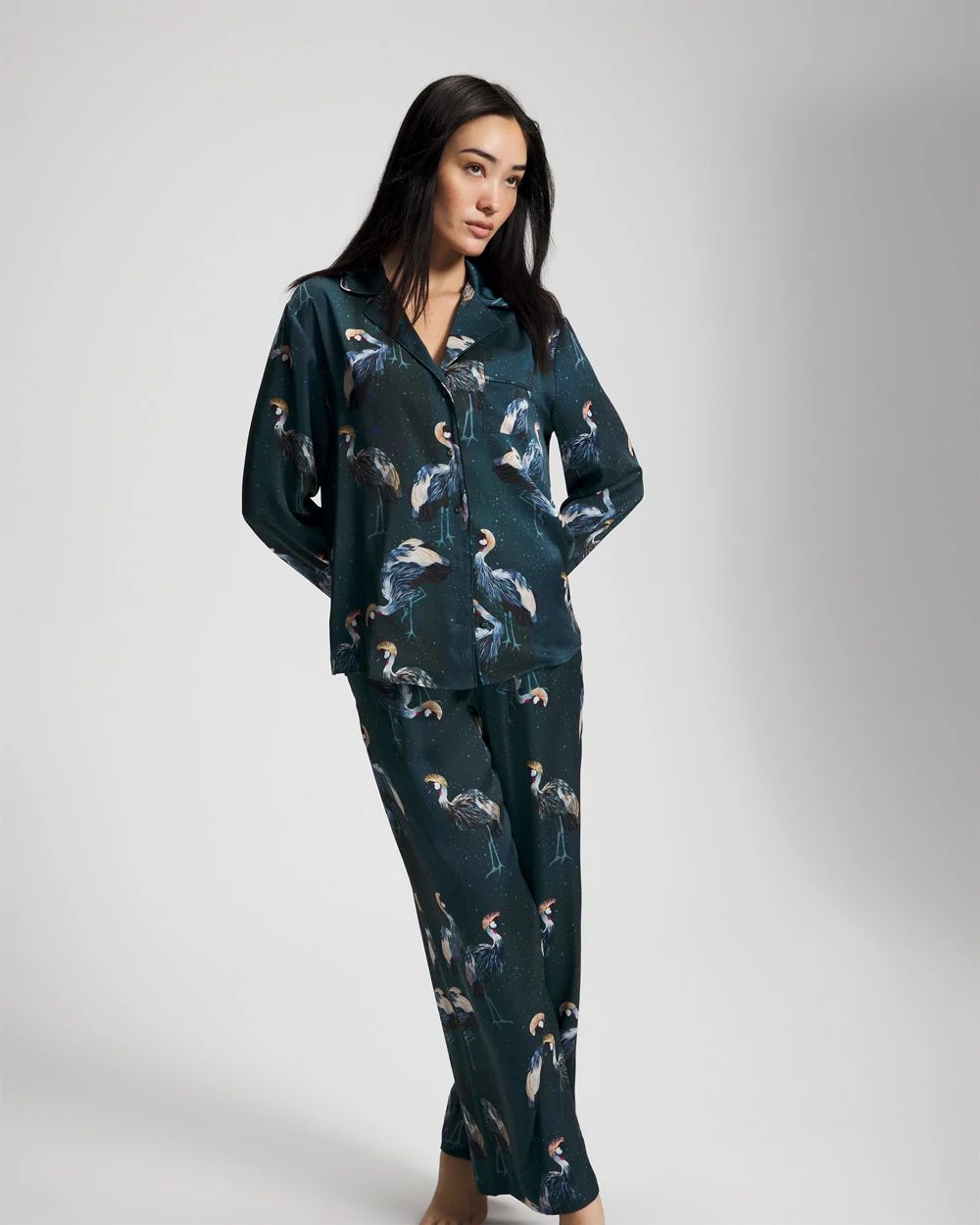 Long Sleeve Notch Collar Pajama Top click to view larger image.