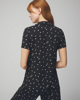 Short Sleeve Notch Collar Pajama Top click to view larger image.