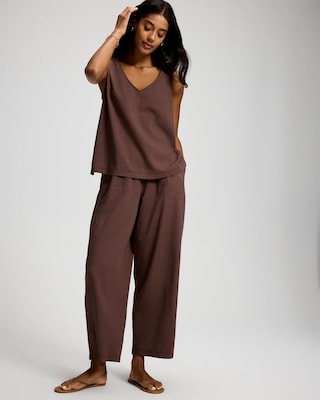 Textured Stripe Relaxed Barrel Pants click to view larger image.