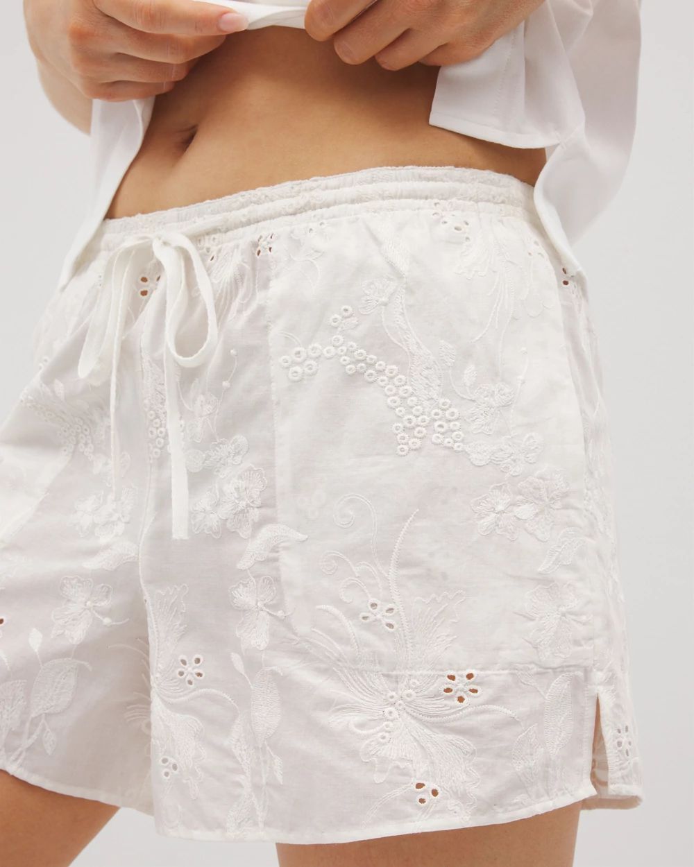 Cotton Eyelet Pajama Short