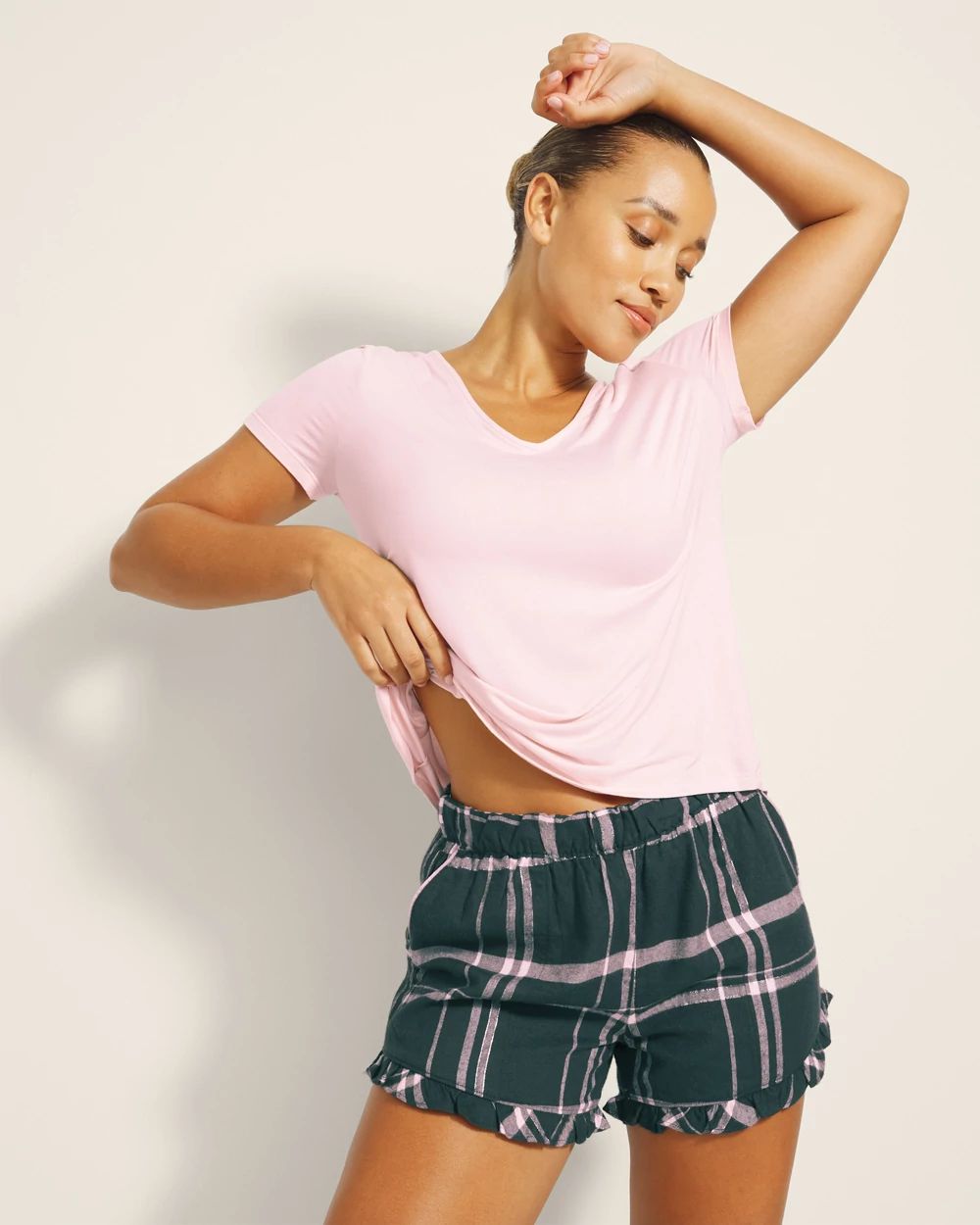 Flannel Super Soft Ruffle Pajama Short