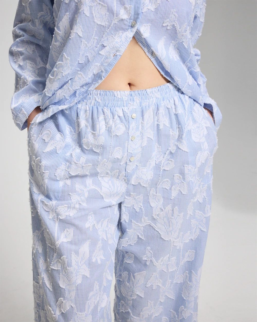 Cotton Striped Jacquard Pajama Pants click to view larger image.