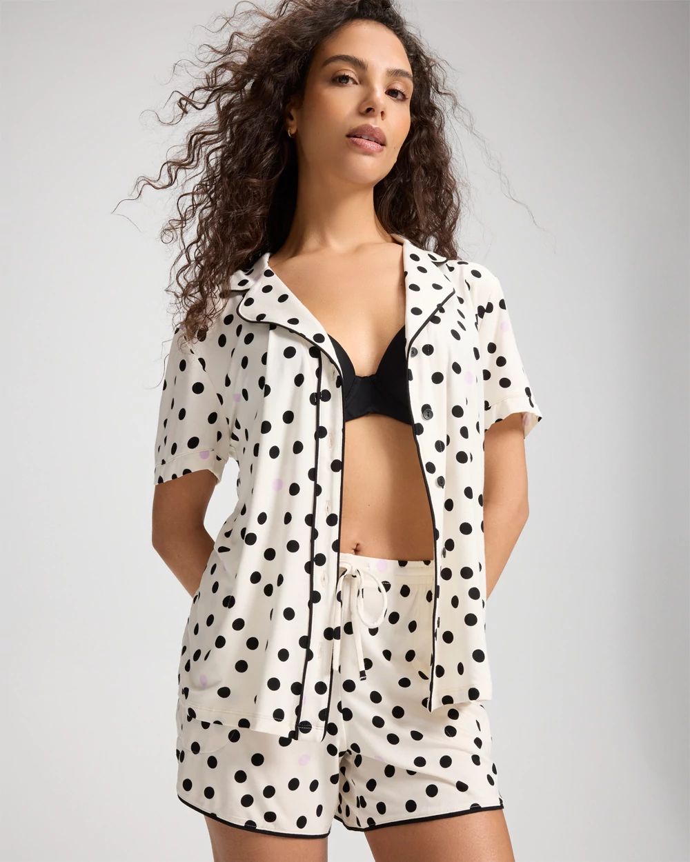 Cool Nights Short Sleeve Notch Collar Pajama Top