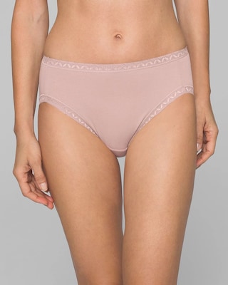 Cotton High-Leg Brief Panty with Lace Trim