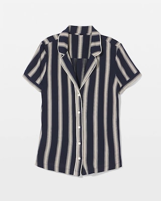 Piped Short Sleeve Notch Collar Pajama Top click to view larger image.