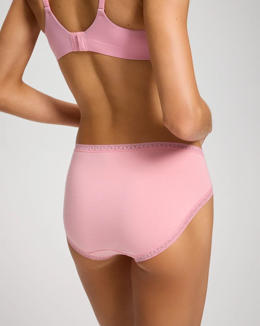 Cotton High-Leg Brief Panty with Lace Trim