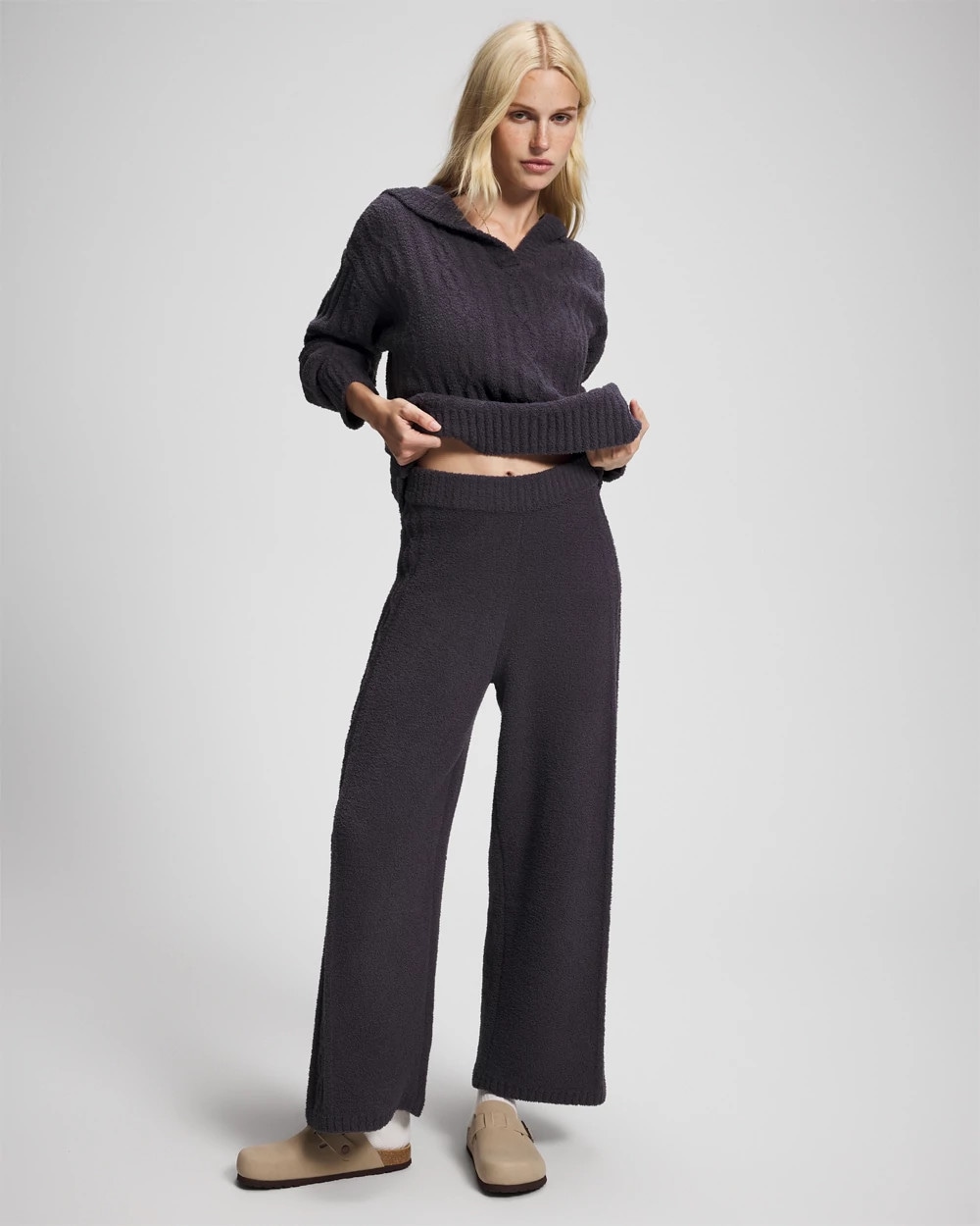 Cable Knit Plush Ankle Pant