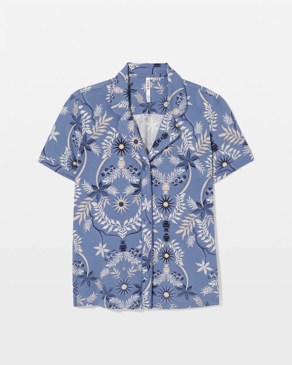 Cool Nights Short Sleeve Notch Collar Pajama Top