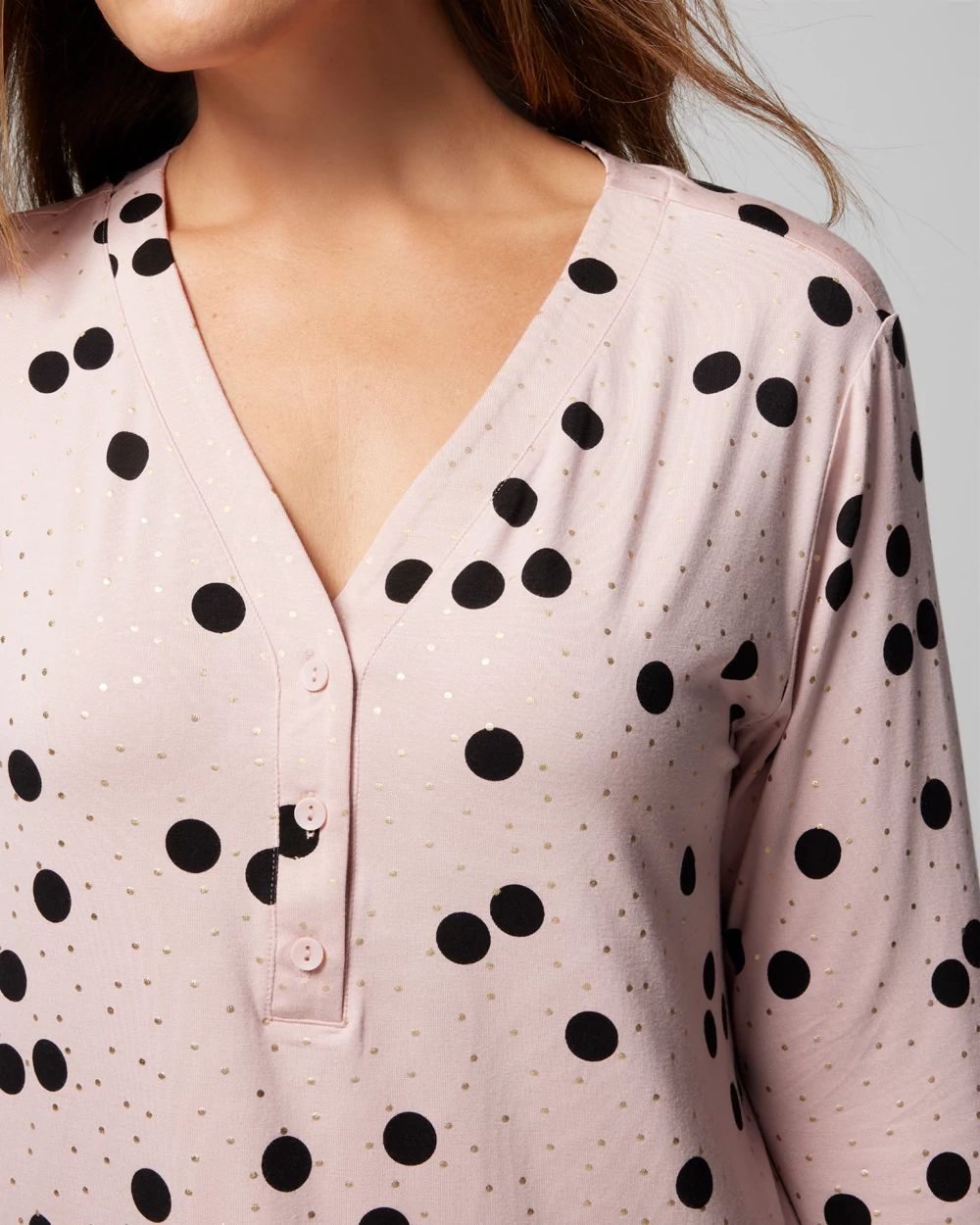 Cool Nights Long-Sleeve Henley Pajama Top