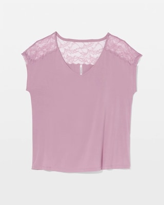 Short Sleeve Lace Pajama Tee click to view larger image.