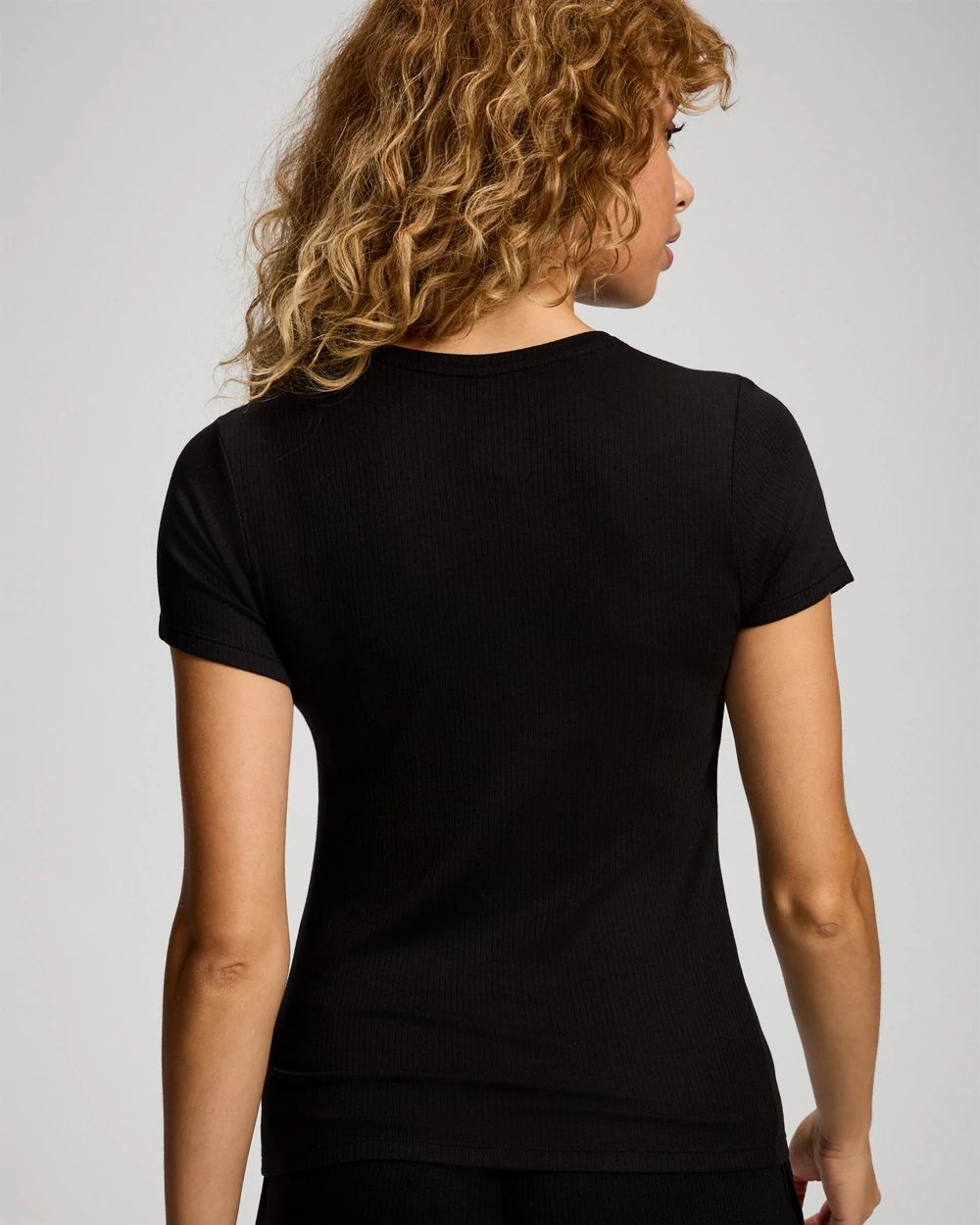 Lightweight Rib Knit Slim Fit Pajama Baby Tee click to view larger image.