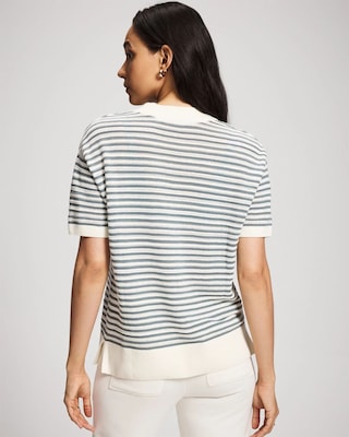 Cotton Open-Stitch Short Sleeve Sweater click to view larger image.