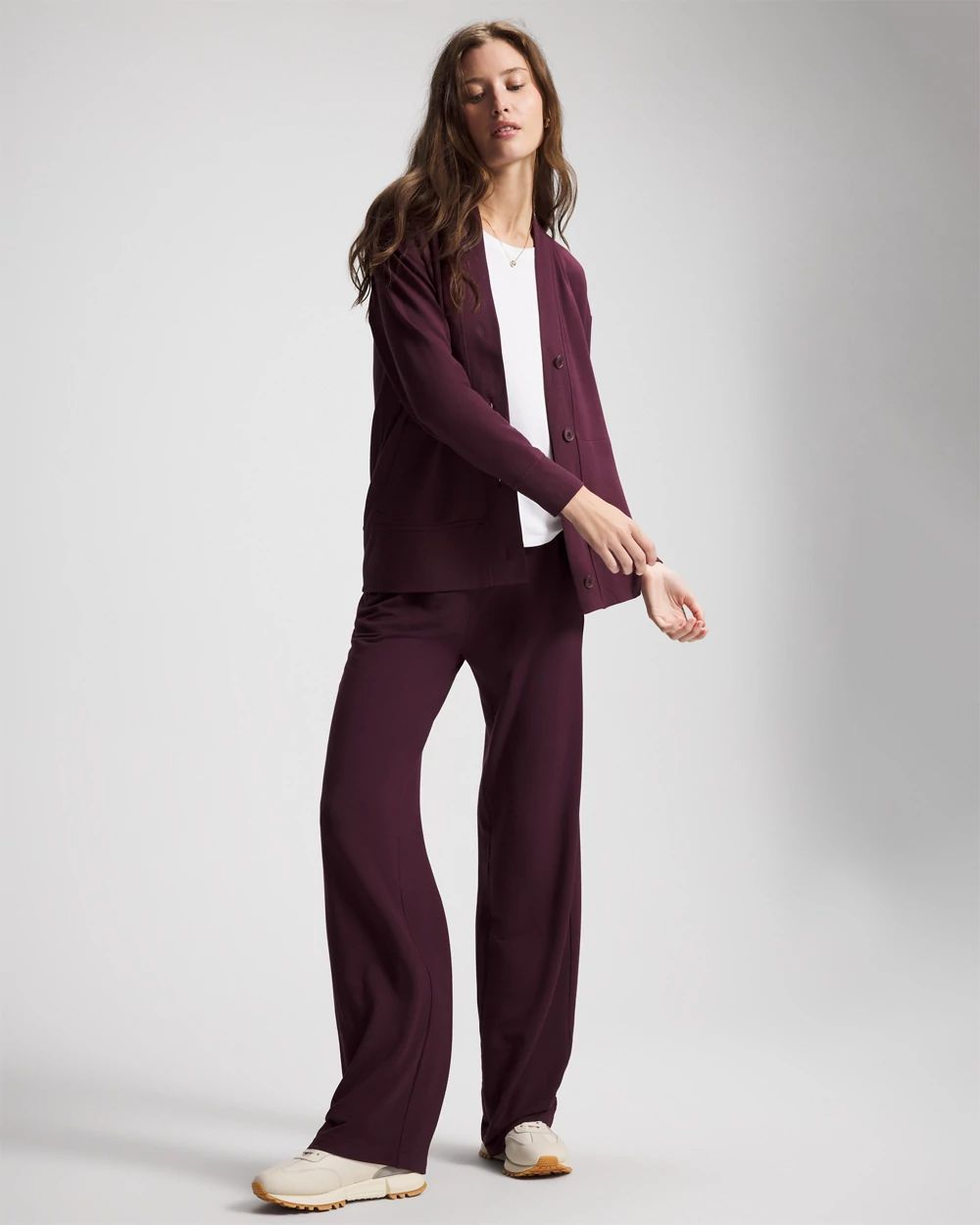 Ultrasoft Fleece Relaxed Button Up Cardigan click to view larger image.