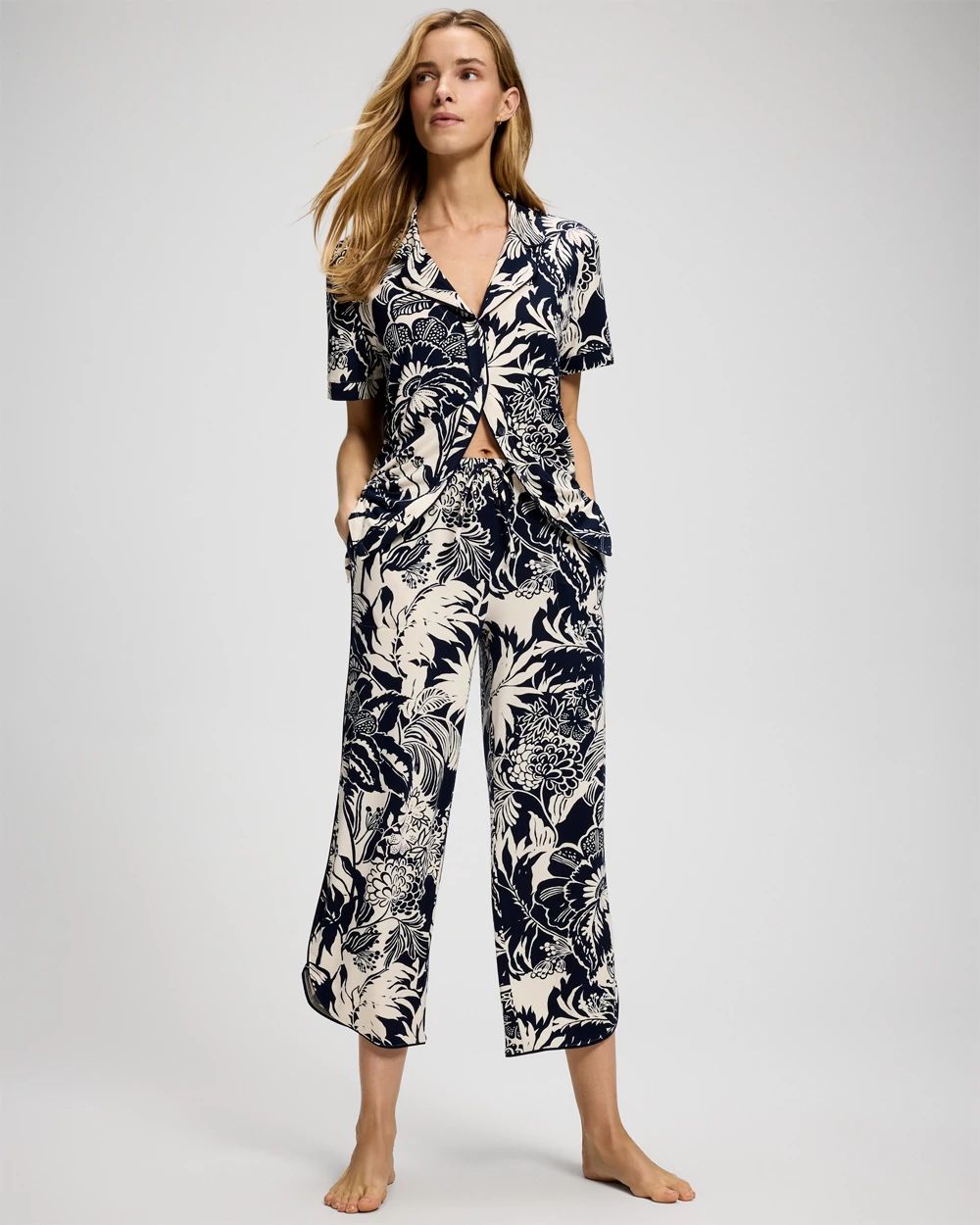 Cool Nights Piped Crop Pajama Pants