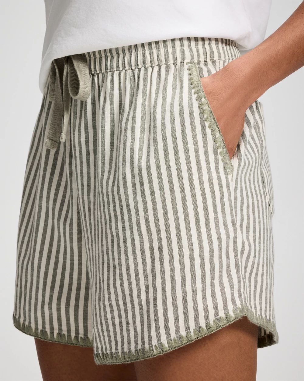 Beach Cotton Relaxed Blanket Stitch Shorts