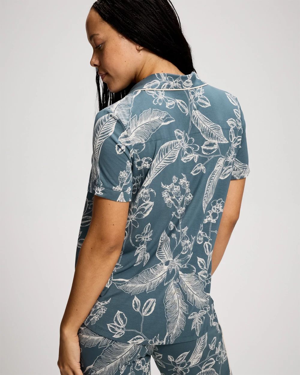Short Sleeve Notch Collar Pajama Top click to view larger image.