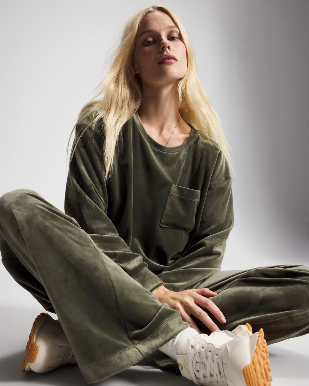 Velour Crewneck Sweatshirt